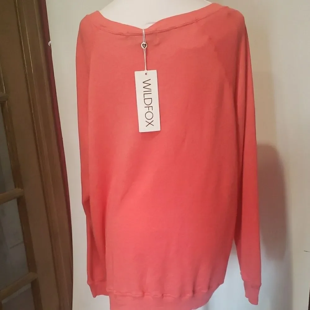 Wildfox Coral 'USA is A-Okay' graphic Sweatshirt nwt SZ L